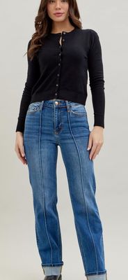 Judy Blue HW front seam detail &amp; cuffed straight