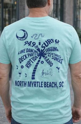 Navy Ocean Drive Palm Tree SS Comfort Color Tee