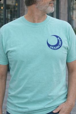 Navy Ocean Drive Palm Tree SS Comfort Color Tee