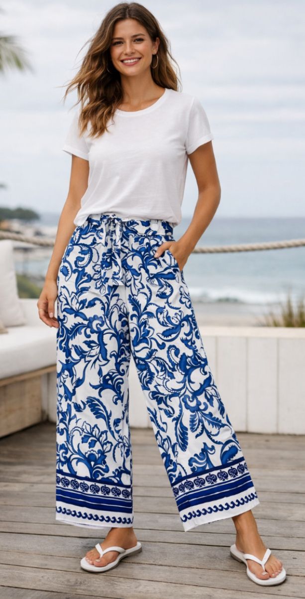 LINIQUE SELF SASH PULL ON WIDE LEG PANT