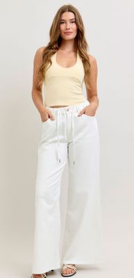 Judy Blue HW Featherweight Palazzo Rose Gold Trim 