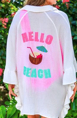 Hello Beach Sequin Embroidery Coverup