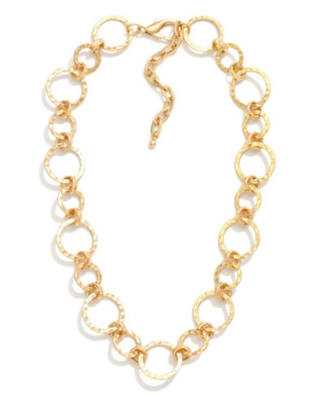 Linked Hammered Metal Tone Circle shape chain