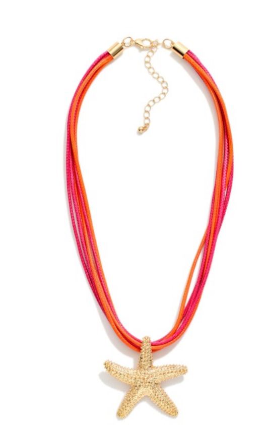 Starfish Pendant w/layered wax cord necklace