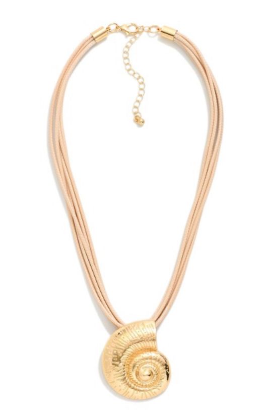 Fossil Pendant w/layered wax cord necklace