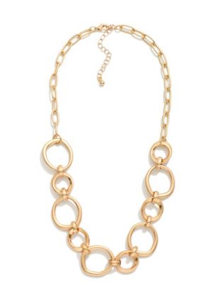 Hammered Metal Hoops Chain Link Necklace