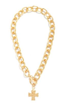 Hammered metal chain link necklace w/cross