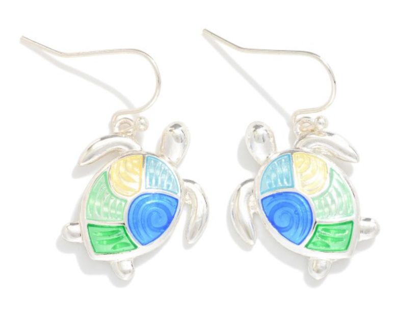 Turtle Drop Metal Earrings