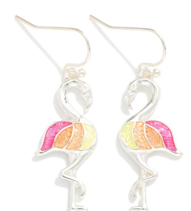 Flamingo Metal Drop Earrings