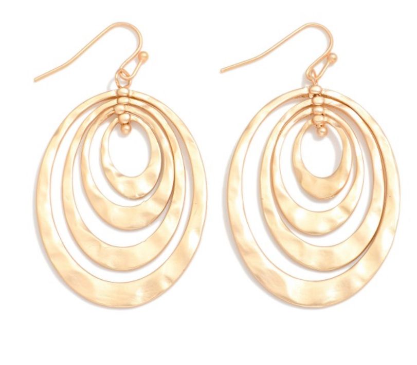 Nesting Hammered Oval Drop Earrings