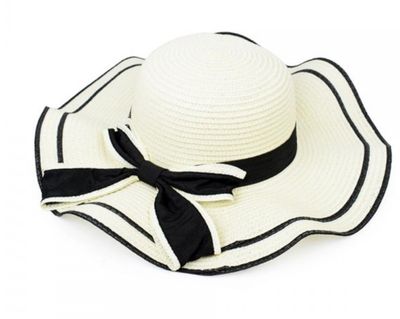 Two Tone Straw Sun hat w/bow