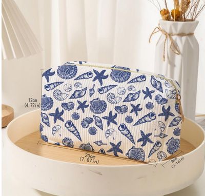 Sea Shells Corduroy Make Up Pouch