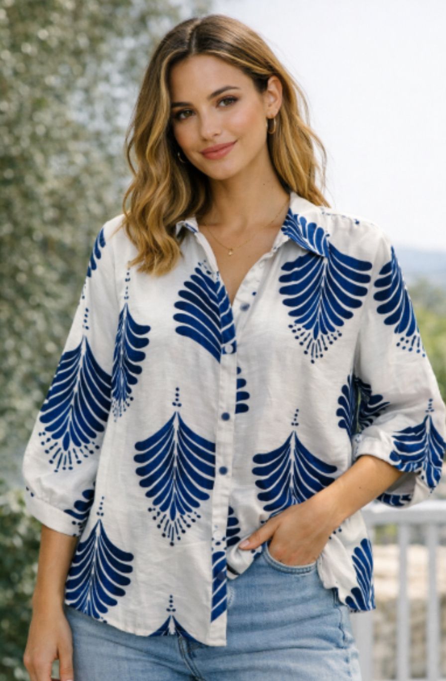 Linique Motif button front blouse