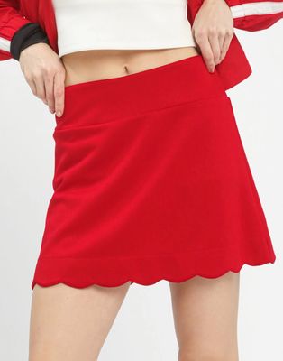 Umgee Scalloped Hem Stretch Mini Skort