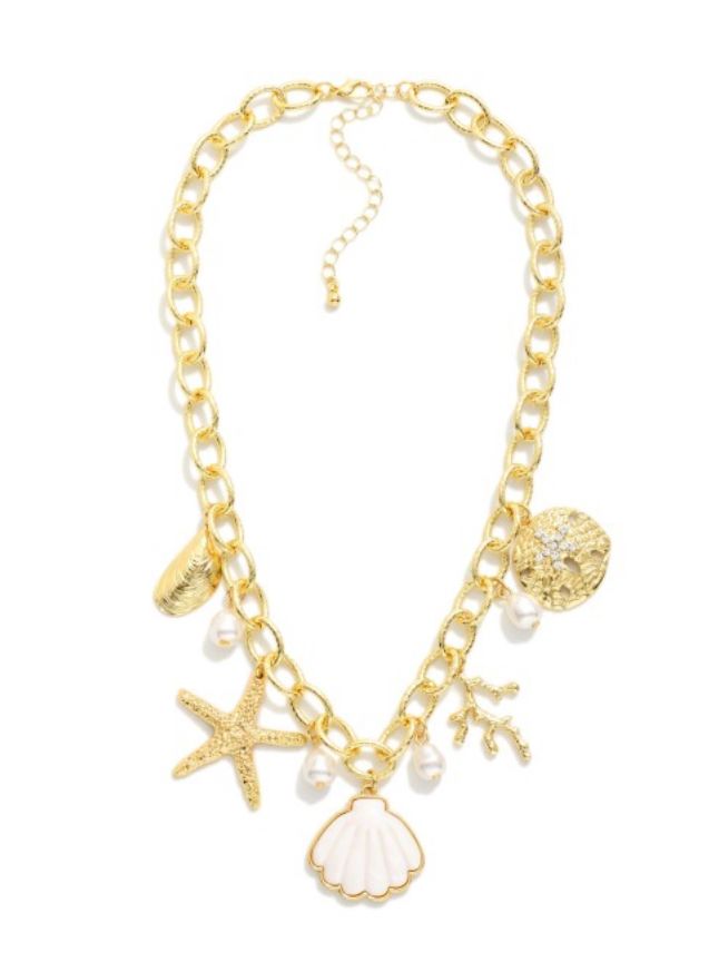 Chain Link Necklace w/Hammered Metal Starfish