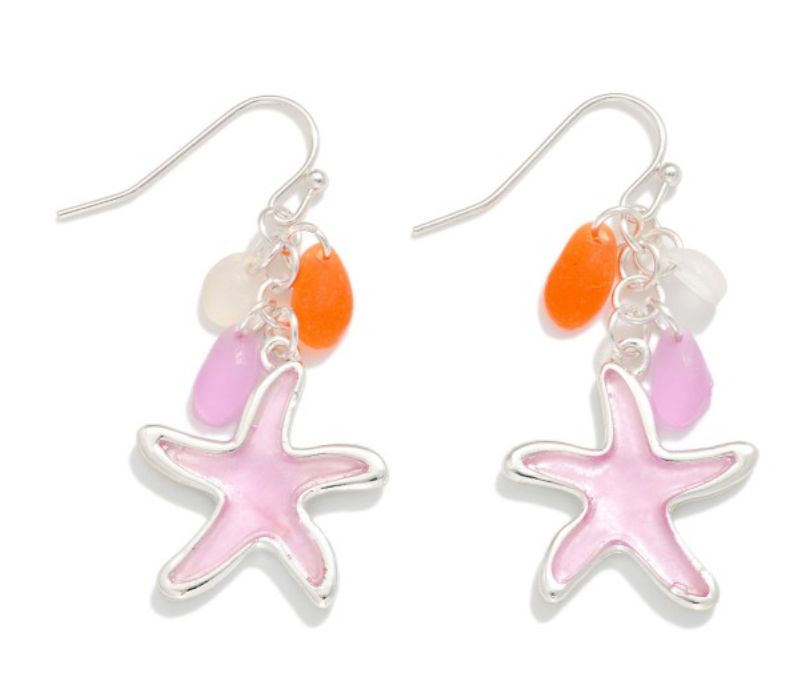 Starfish &amp; Stones Drop pink Earrings