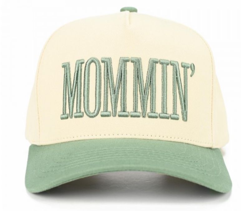 Mommin' two tone canvas embroidered hat