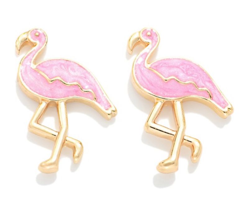 Flamingo Stud Earrings Enamel