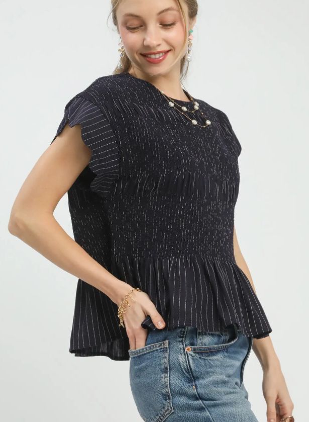 Umgee Pinstripe Peplum top