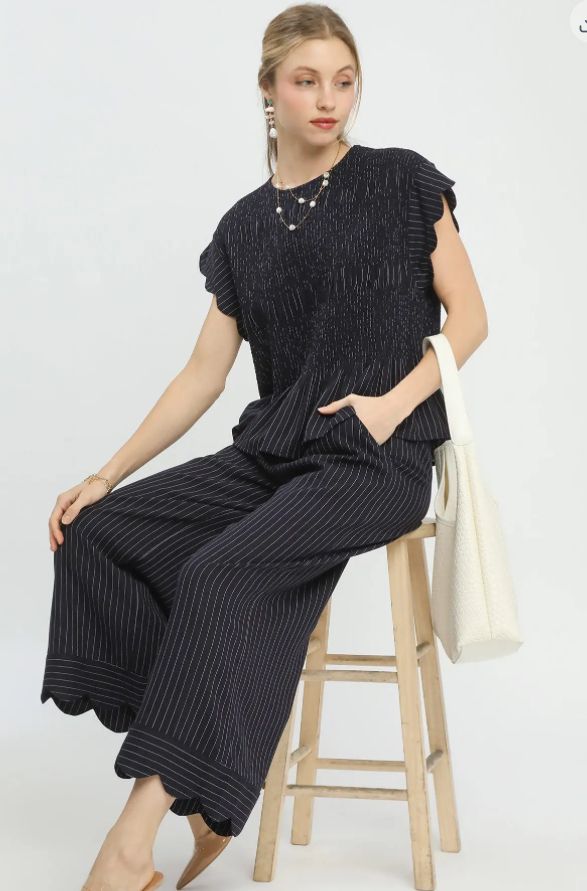 Umgee Pinstripe Wide leg Pants