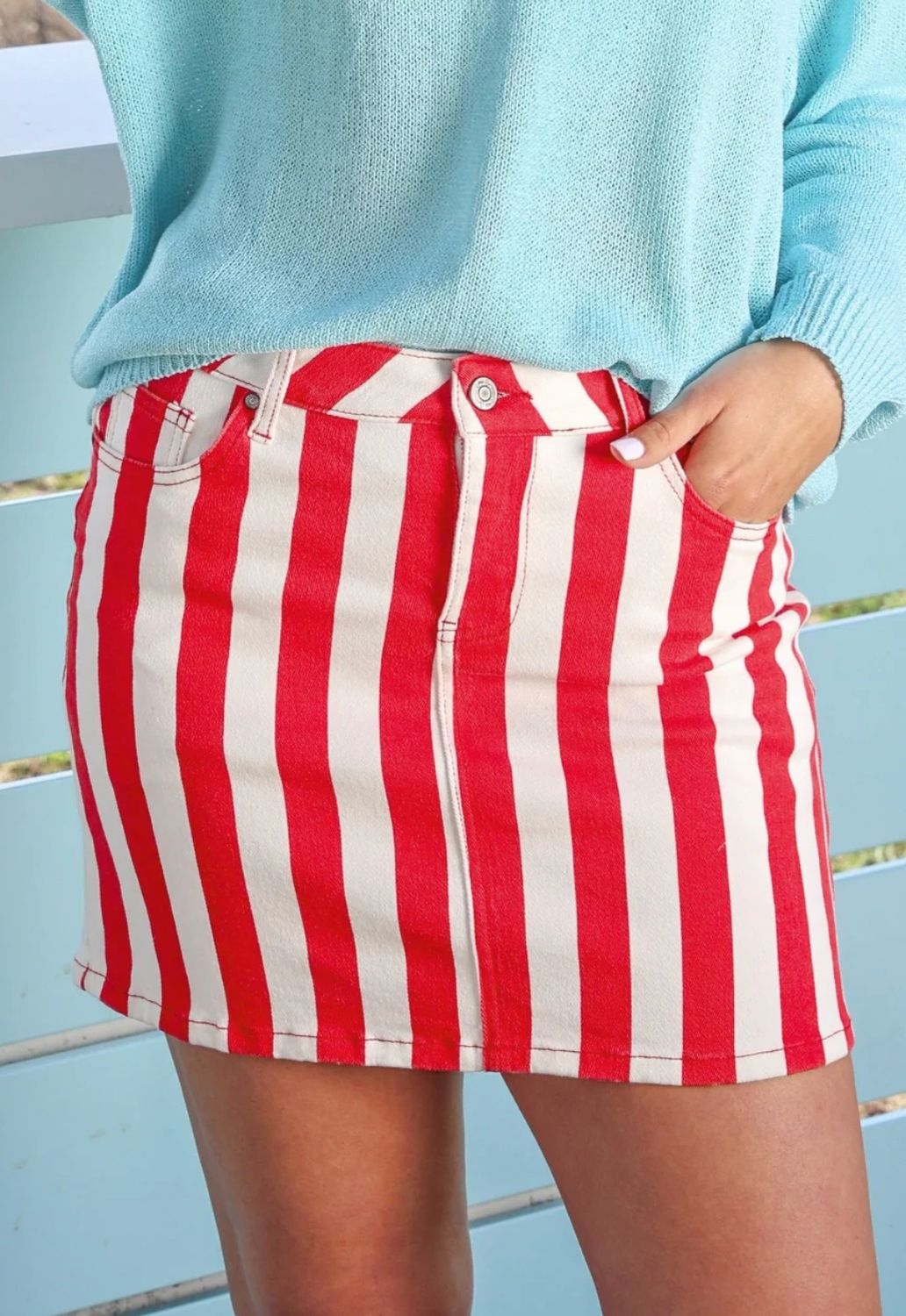 Nova Striped Denim Skirt