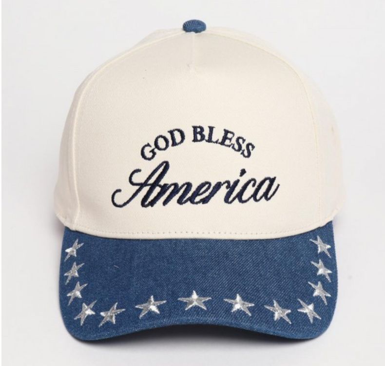 God Bless America embroidered two tone hats