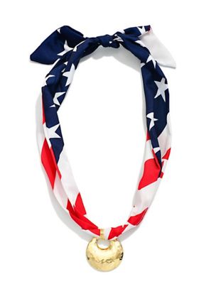 Americana Scarf Necklace w/ metal pendant