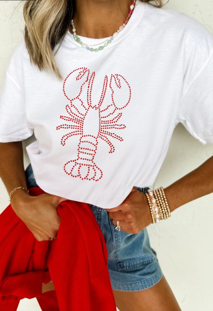 Rhinestone Lobster Casual Summer tee