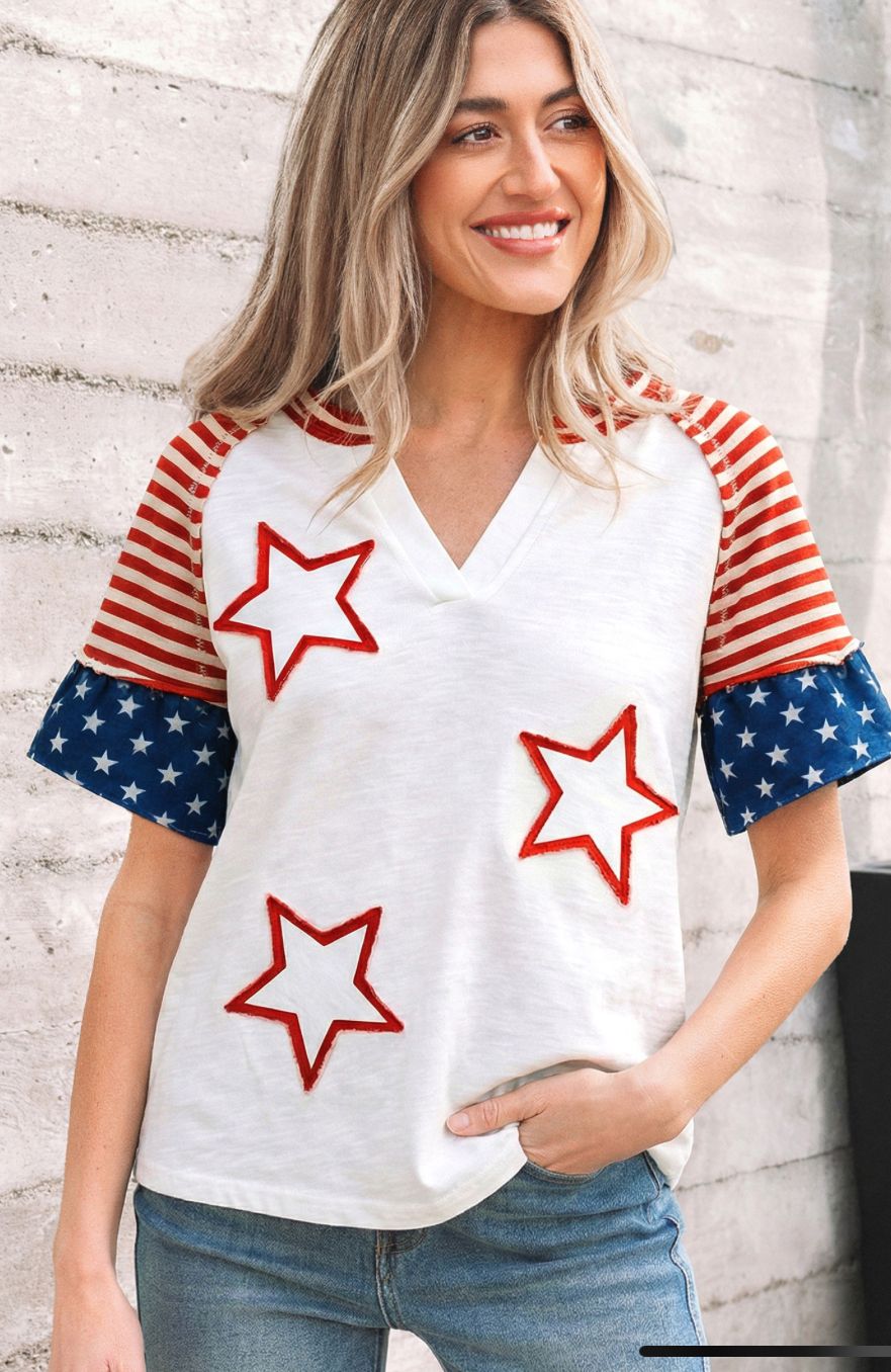 Flag Inspired Star short sleeve top