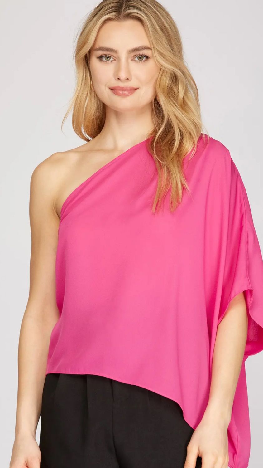 ONE SHOULDER TOP WITH SHOULDER PLEATS