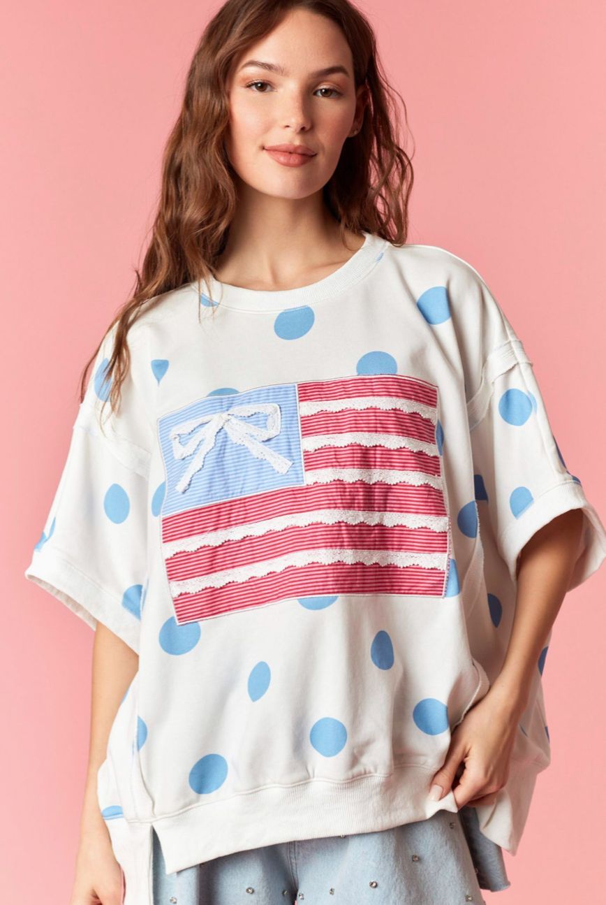 French Terry Stars &amp; Stripe Flag top