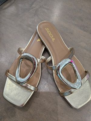 Gold Ornament Dressy Slip On Sandals