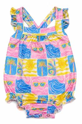Tropical Summer Ruffle Cross Back Romper