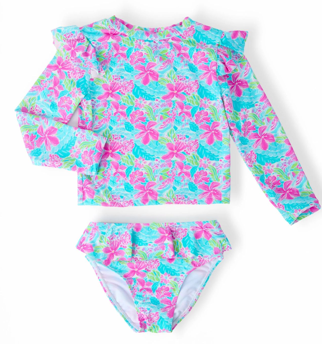 Tropical Punch L/S Flutter Rashguard Swimsuit set