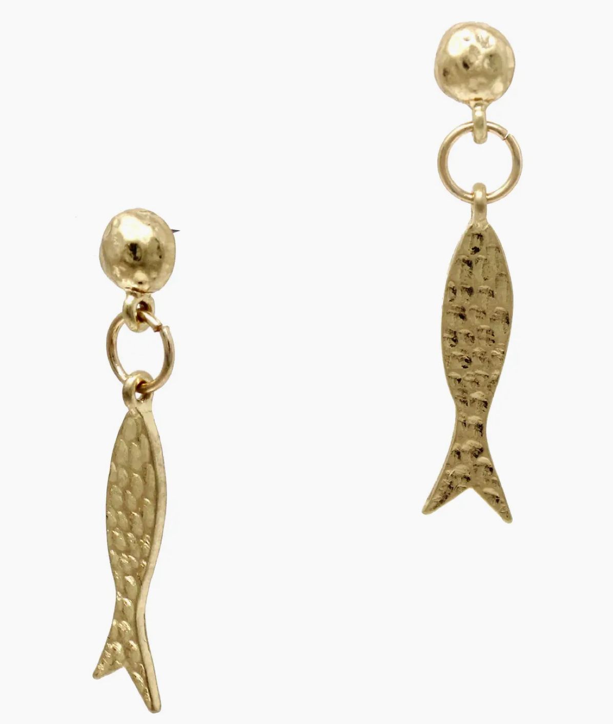 Hammered fish 1" Drop Earrings