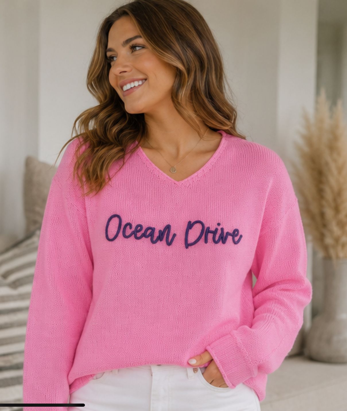 Pearls &amp; Camo Palm Beach Sweater-Ocean Drive