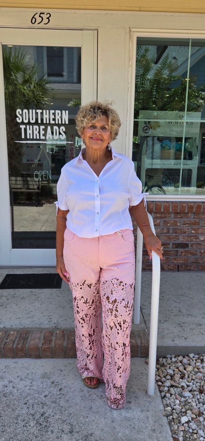 Bayeas High Rise Lace Pants w/rhinestones