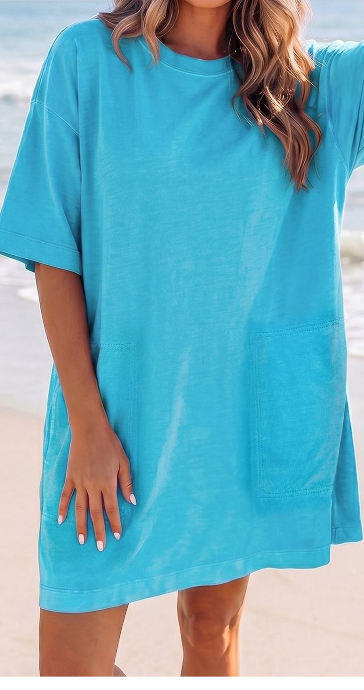 Drop Shoulder Loose Casual T Shirt Mini Dress