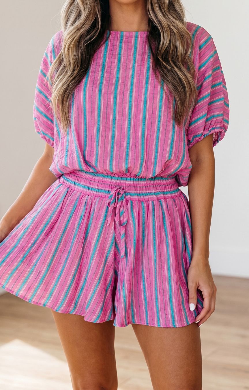 Dolman S/S Blouse Drawstring Elastic Waist set