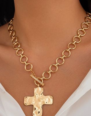Chunky Chain Cross Pendant Necklace