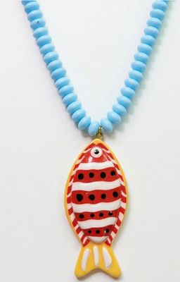 Vibrant Fish Pendant Beaded Necklace