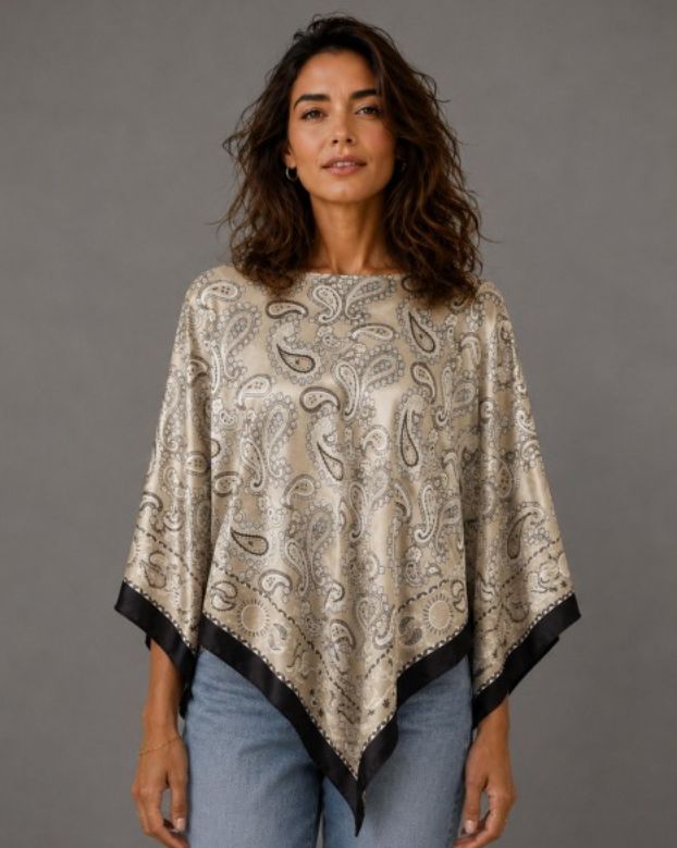 Do Everything in Love Silky Paisley Scarf Poncho