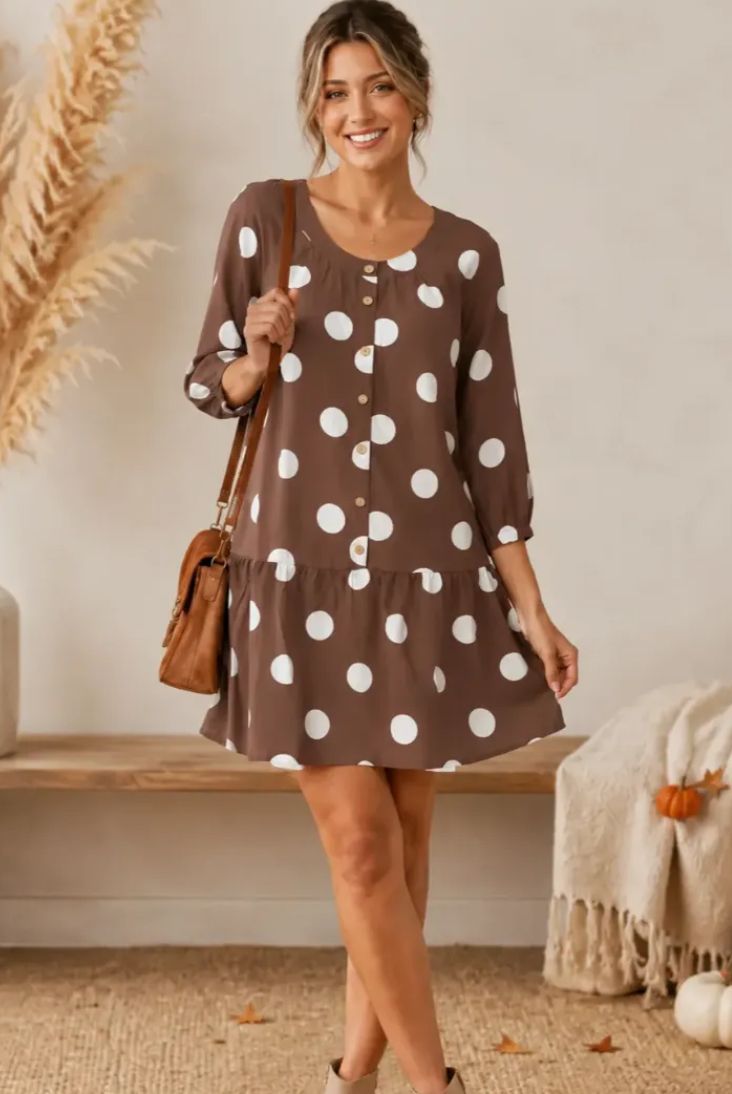 Linique Polka Dot Button Front Dress