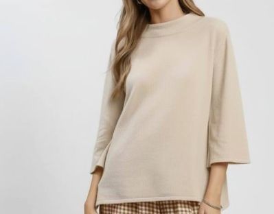 Umgee Mock Neck Dolman Sleeve Knit top