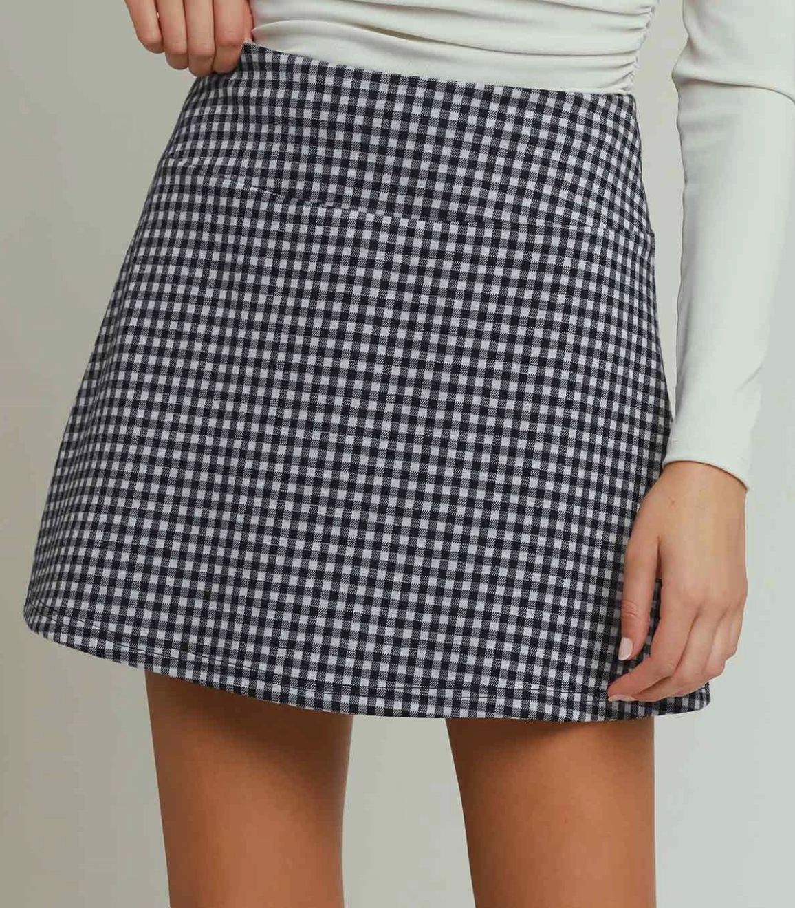 Umgee Gingham Plaid Skort