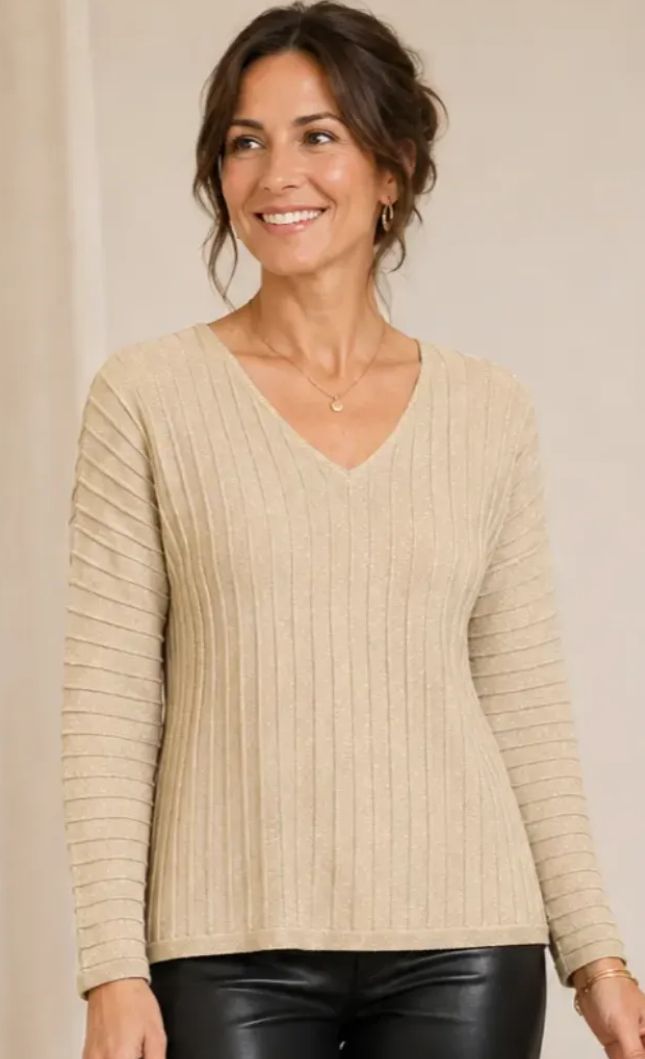 LUREX V-NECK SWEATER
