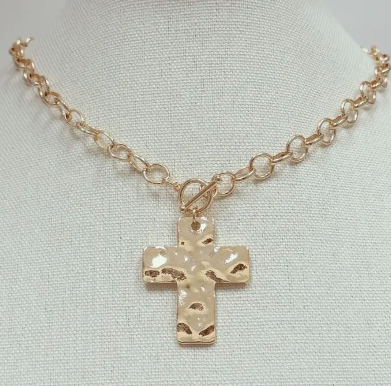 Gold Chain Withhammered Matte Gold 16"-18" Necklace
