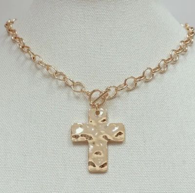 Gold Chain Withhammered Matte Gold 16"-18" Necklace