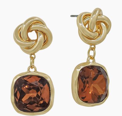Topaz Crystal Stone and Knotted 1.5" Earring