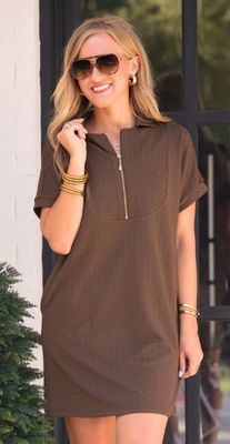 Ezra Fall Textured Zipper Dress